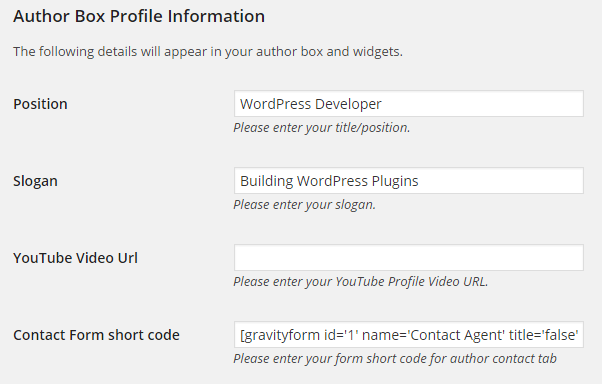 Author Profile and Contact Form Shortcode | Easy Property Listings