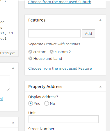 Listing Features Admin Easy Property Listings