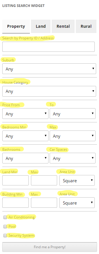 Search Widget Label Filters - Easy Property Listings