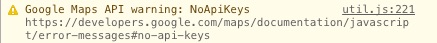 Google Maps API Key Warning