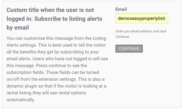 User Logged Out: Subscribe to email Listing Alerts